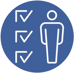 Person standing next to checked marks icon