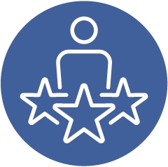 Three stars under person icon